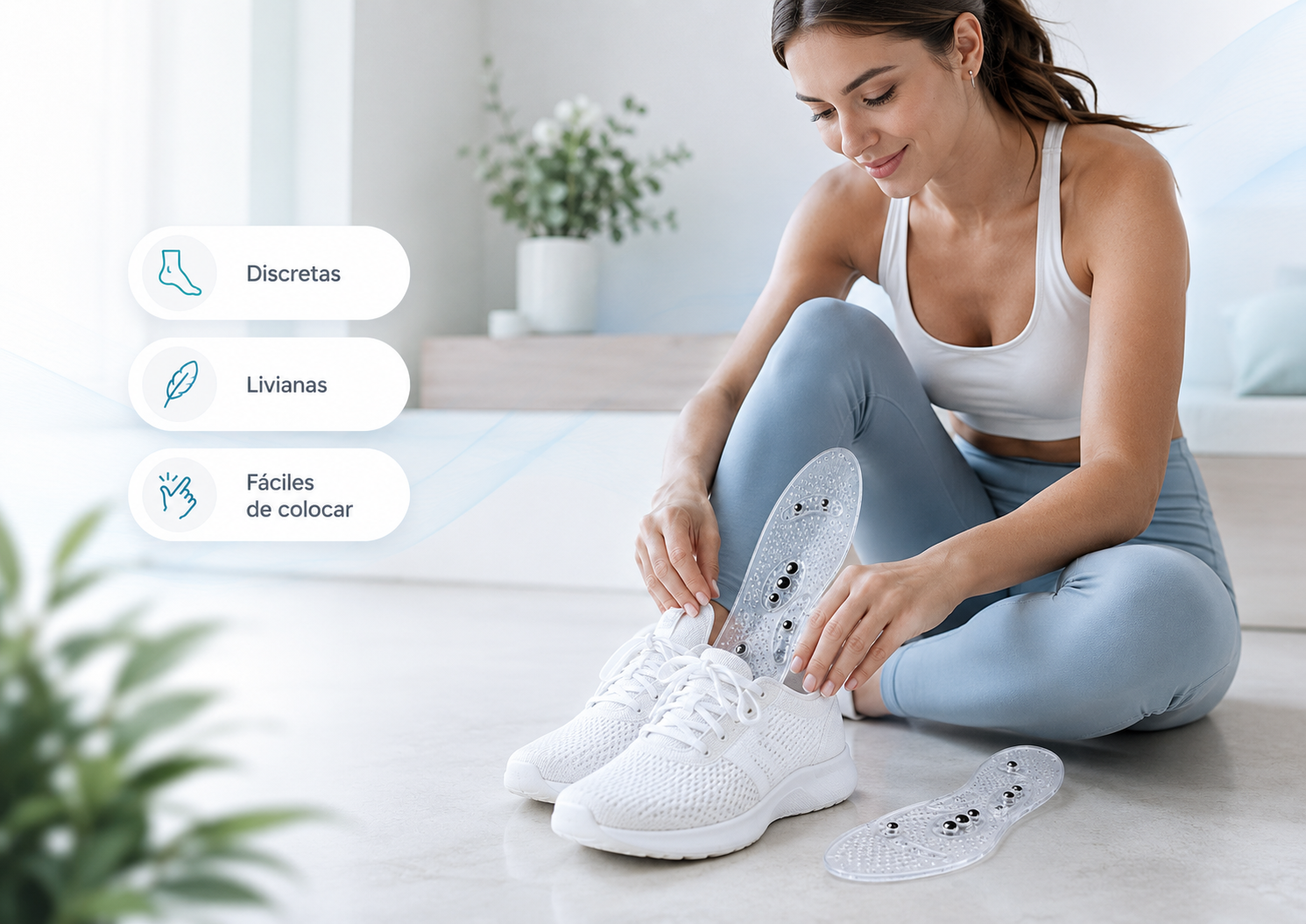 Persona colocando plantillas en zapatillas
